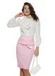 Fusta Fofy roz cu peplum asimetric in spirala