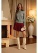 Fusta mini din tricot bordo premium plisat