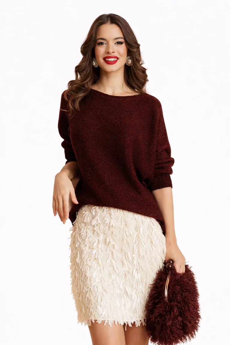 Fusta mini eleganta crem din paiete franjurate picture - 2
