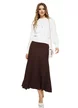 Fusta tricotata plisata maro din vascoza premium cu elastic in talie