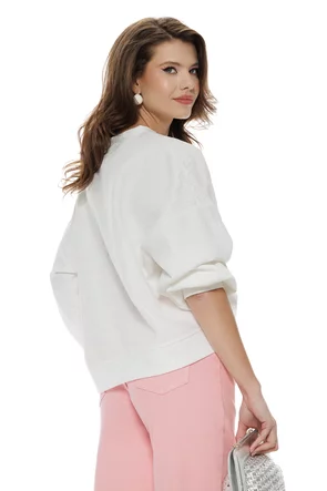 Hanorac dama alb dantelat din vascoza premium