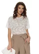 Pantalon dama bej wide cu pense ample din stofa racoroasa