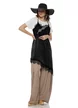 Pantalon dama bej wide cu pense ample din stofa racoroasa