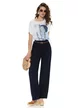 Pantalon dama bleumarin din vascoza premium cu curelusa impletita