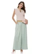 Pantalon dama elegant verde menta premium wide cu pense curea inclusa