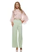 Pantalon dama elegant vernil wide cu buzunare si curea