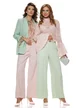 Pantalon dama elegant vernil wide cu buzunare si curea