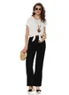 Pantalon dama negru din vascoza premium cu curelusa impletita