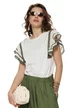 Pantalon dama olive wide cu pense din vascoza racoroasa