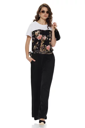Pantalon dama premium negru din vascoza cu matase naturala