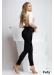 Pantaloni dama Fofy eleganti negri conici cu talie inalta cu beteie si funda din tafta satinata