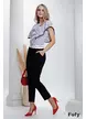 Pantaloni dama office cu betelie alb cu negru