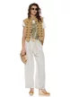 Pantaloni dama premium bej nature din in curea impletita