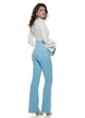 Pantaloni Fofy baby blue evazati cu talie inalta parte peste parte material elastic