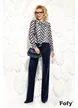 Pantaloni Fofy bleumarin din stofa premium cu cadere fluida si aspect elegant.