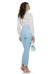 Pantaloni Fofy dama baby blue cu talie inalta si croi conic