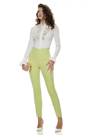 Pantaloni Fofy dama eleganti lime cu talie inalta si croi conic