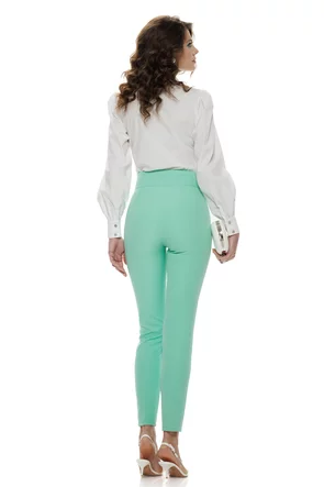 Pantaloni Fofy dama eleganti verde menta cu talie inalta si croi conic