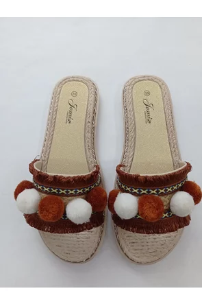 Papuci de dama boho de vară cu ciucuri și franjuri