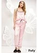 Pijama Fofy in saten premium 3 piese  cu dungi roz