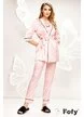 Pijama Fofy in saten premium 3 piese  cu dungi roz