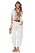 Blugi dama albi premium cu centura balloon fashion trend 2026 supersoft picture - 7