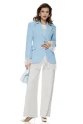 Blugi dama wide premium cloud dancer 2026 elastic cu buzunre baby blue cu strassuri picture - 4
