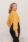 Bluză dama de ocazie Fofy din voal galben cu pliuri la gat si cristale picture - 2