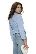 Camasa dama eleganta cu revere fronseuri si funda din bumbac baby blue cu dungi revere picture - 3