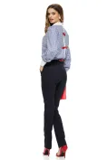 Camasa dama office Fofy din bumbac bleumarim cu fundite decorative si nasturi rosii picture - 4
