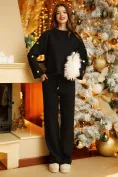 Compleu dama premium gros negru cu pantalon cu buzunare si pulover cu nasturi aurii picture - 1