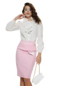 Fusta Fofy roz cu peplum asimetric in spirala picture - 2