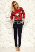 Pantalon bleumarin cu talie înaltă picture - 1