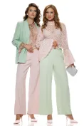 Pantalon dama elegant vernil wide cu buzunare si curea picture - 1