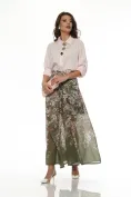 Pantaloni dama premium largi olive cu imprimeu floral din matase de tencel cu in picture - 6