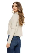 Pulover dama elegant bej stil jacheta cu nasturi cristal si aplicatii de perle si strasuri picture - 2