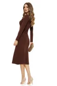 Rochie dama eleganta din tricot maro premium cu accesoriu metalic spectaculos picture - 2