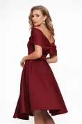 Rochie de ocazie eleganta bordo din neopren pe umeri cu fusta in pliuri si cristale picture - 2