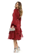 Rochie eleganta de ocazie din voal satinat bordo premium cu aplicatii de cristale picture - 2