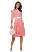 Rochie eleganta Fofy roz clos cu  insertii albe si aplicatii florale sidefate sofisticate picture - 1
