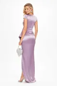 Rochie Fofy elegantă lunga din tafta roz inchis cu nod stilizat picture - 2