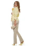 Sacou dama elegant galben cu floare detasabila si cordon picture - 2