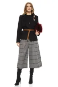 Sacou dama elegant negru din stofa supersoft cu accesorii aurii si curea picture - 2