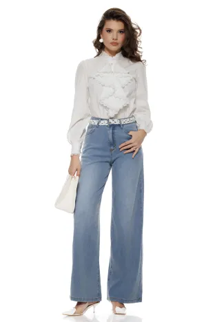 Blugi dama wide premium  fashion trend 2026 foarte moi cu lyocell și cădere fluidă