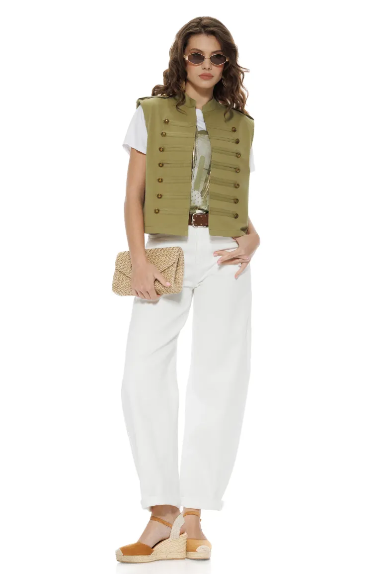 Blugi dama albi premium cu centura balloon fashion trend 2026 supersoft picture - 3