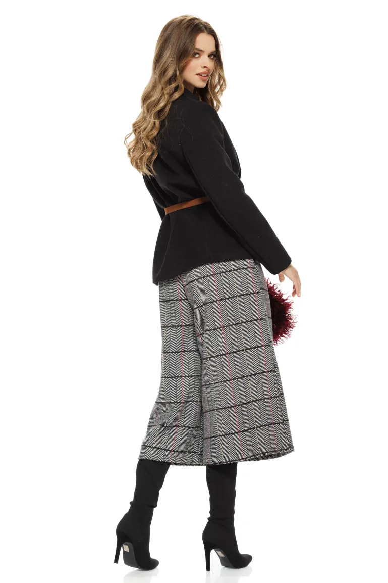 Sacou dama elegant negru din stofa supersoft cu accesorii aurii si curea picture - 5