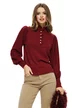Pulover dama bordo cu masete late volanase si nasturi cu perlute