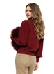 Pulover dama bordo cu masete late volanase si nasturi cu perlute