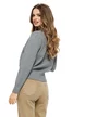 Pulover dama elegant gri din casmir bumbac si lana cu aplicatii de cristale si perlute aurii