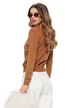 Pulover dama elegant mocca mouse cu decolteu petrecut tricot supersoft
